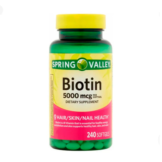 Biotina 5000mcg Collagen Hair, Skin & Nails 240 Caps Spring Valley