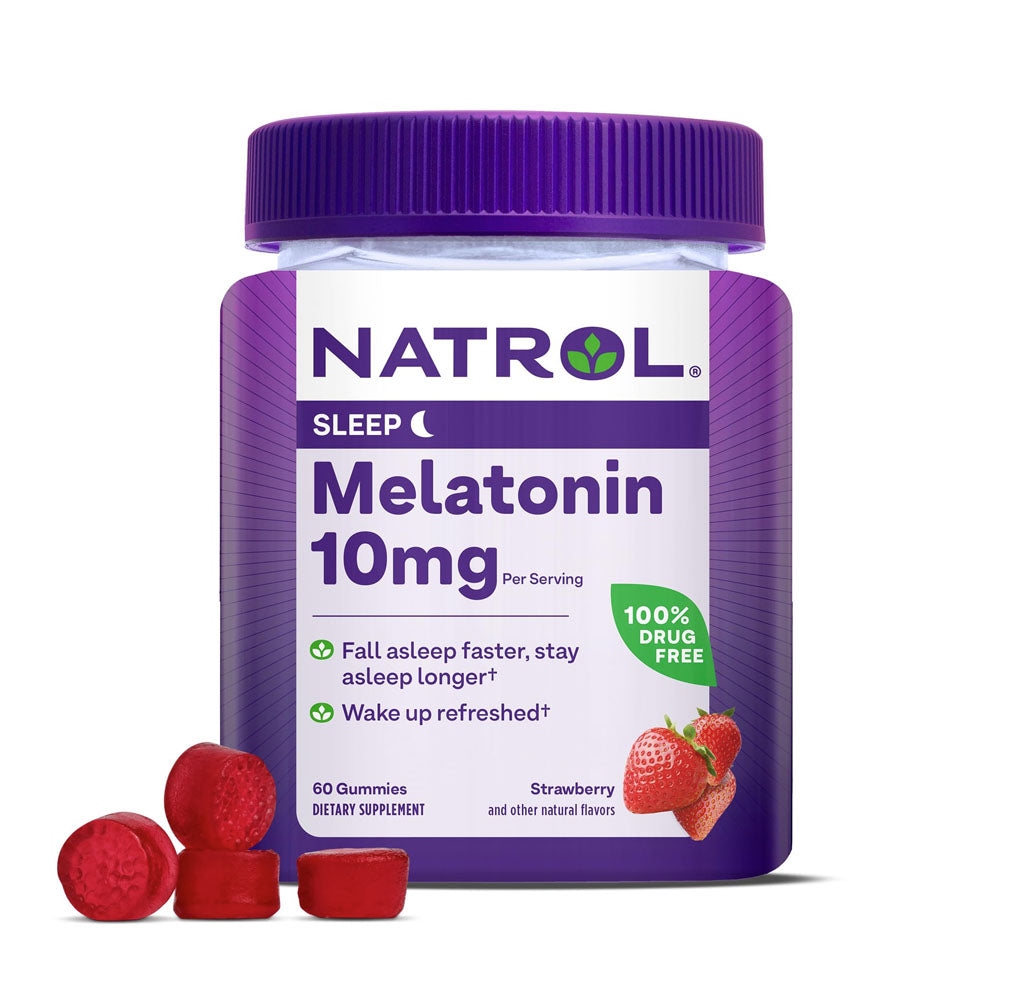 Natrol Melatonina 10mg 60 Gomitas de Fresa - Facilita el descanso - Vegana